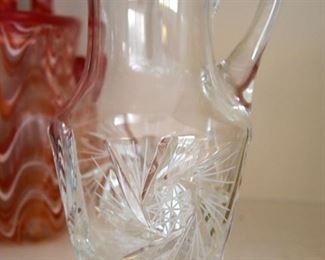 etched pitcher cut glass