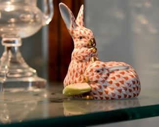 "Herend Pair of Rabbits with Corn", Scully & Scully, handmade in Hungary