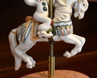 clown on carousel horse music box