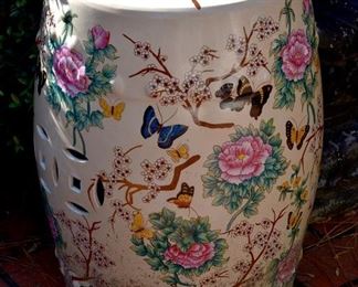 Ceramic Asian foot stool, butterfly theme