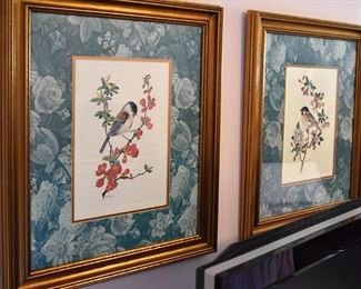 framed and matted art, birds