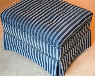 upolstered blue stripe ottoman