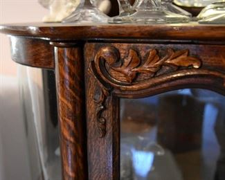 beautiful display cabinet, mirror on top (carving detail)