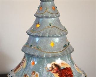 spinning ceramic Christmas tree music box