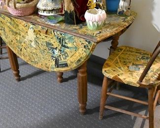 découpage table and chairs