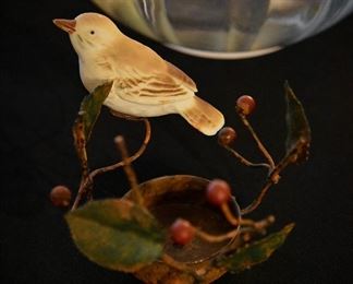 bird and berry candle holder