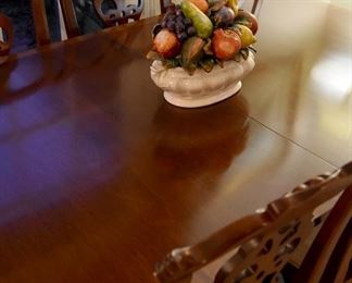 dining table, with band surround, with 8/eight chairs and a leaf