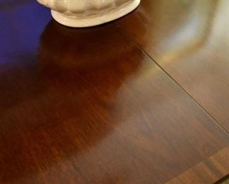 dining table, with band surround, with 8/eight chairs and a leaf