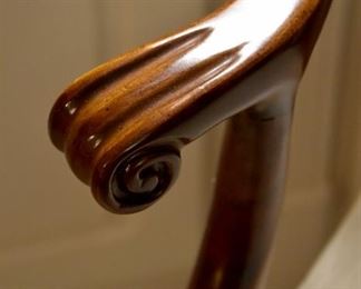 dining table, with band surround, with 8/eight chairs and a leaf (captain's chair arm detail)