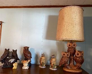 Owl Lamp & Figurines 
