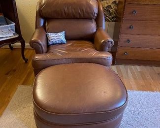 Ethan Allen leather chair & ottoman