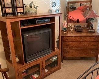 Entertainment center and hard wood chest