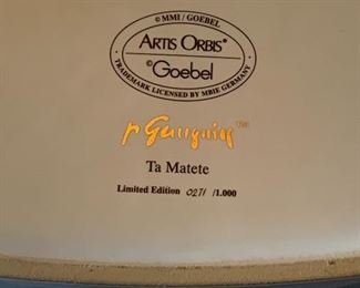 Huge Artis Orbis GOEBEL Paul Gauguin giant limited edition vase in mint condition. oval porcelain vase approx. 12.5" W !  and 10.25" H and 6" across or deep.   Huge porcelain vase 1990s LA Tehete .... only one thousand of these were made 