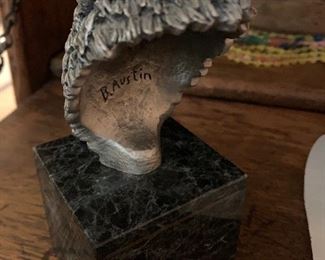 Vintage B. Austin Signed Pewter Lion On Marble Base