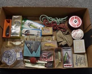 Flat of Fishing Gear | Shakespeare, Weber, JC Higgins, Eagle Claw | Hooks, Lures, Line and More