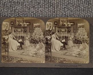 Antique Stereoscope Card - Anticipation | Underwood Publishers | Christmas Visions of the Future | 7"x4"