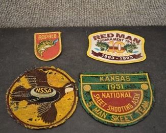 Vintage Lot of 4 Hunting Fishing Patches | Red Man Tournament Trail, National Skeet Shooting ASSN, and NSSA