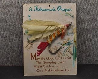 Vintage A Fisherman's Prayer Card with Giant Hook | 12"x9"