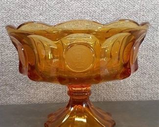Vintage Coin Dot Compote | Fostoria | Amber | 6.75"x8.5"
