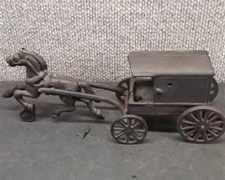 Vintage Cast Iron Amish Family Carriage and Horse | 10"x2.75"x3.5"