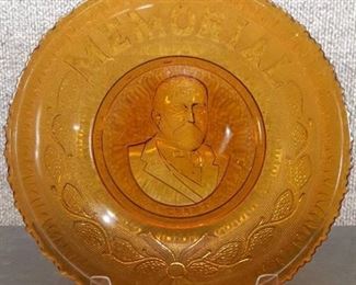 Vintage U.S. Grant Memorial Amber Glass Plate | 10"