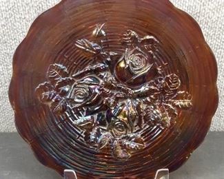 Vintage Carnival Glass Rose Basket Plate | Northwood | 9.5"