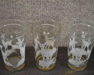 Vintage Lot of 3 Doe & Fawn Jelly Glass | Havel Atlas | Smooth Side | 5.5"