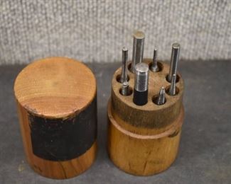 Vintage Machinist Punch Set in Wood Case | L.S. Starrett Co. | 5"x2.25"