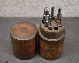 Vintage Machinist Punch Set in Wood Case | L.S. Starrett Co. | 5.5"x2.5"