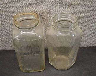 Vintage Lot of 2 Refrigerator Jars | Hazel Atlas | 8"x3.5"x3.5" and 7.75"x3.25"x3.75"