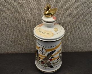 Vintage Ducks Unlimited Across the Continent Decanter | Old Cabin Still | Talisman Porcelain | 10.5"x4"