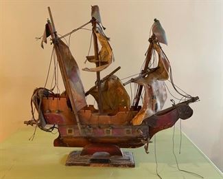Antique Handcrafted Wood Ship
