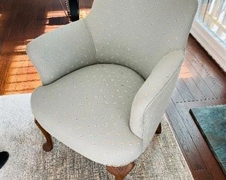 $75
VINTAGE PALE BLUE FABRIC WITH BUTTERFLIES UPHOLSTERED CHAIR
24”W x 23”D x 34”H