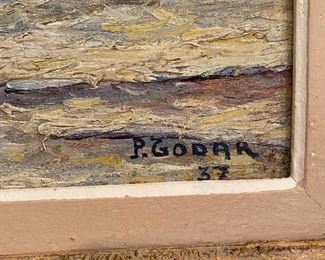 $250
ANTIQUE OIL ON WOOD NAUTICAL SCENE PAINTING BY “P. GODAR” 1937
29.5”L x 20.5”H