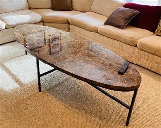 $425
LONG OVAL MARBLE TOP COFFEE TABLE WITH METAL BASE BY BAKER FURNITURE
72”L x 26.5”W x 18.5”H