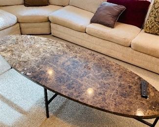 $425
LONG OVAL MARBLE TOP COFFEE TABLE WITH METAL BASE BY BAKER FURNITURE
72”L x 26.5”W x 18.5”H