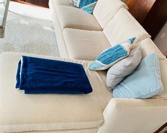 $850
VANGUARD FURNITURE SOFT CREAM VELVET FABRIC WITH DUCK FEATHER / DUCK DOWN FILLED CUSHIONS
LEFT SIDE LOUNGER SECTIONAL SOFA
120”L x 68”W x 35”H