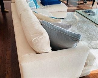$850
VANGUARD FURNITURE SOFT CREAM VELVET FABRIC WITH DUCK FEATHER / DUCK DOWN FILLED CUSHIONS
LEFT SIDE LOUNGER SECTIONAL SOFA
120”L x 68”W x 35”H