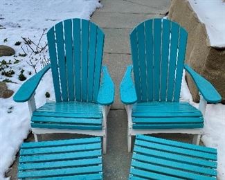 $250
BERLIN GARDENS ADIRONDACK CHAIRS WITH FOOTRESTS AND SMALL TABLE