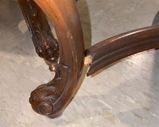 $280 PAIR
SET OF TWO CARVED WOODEN FRAME WITH ASIAN MOTIF FLORAL FABRIC
22”W x 18”D x 47”H