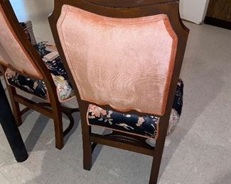 $280 PAIR
SET OF TWO CARVED WOODEN FRAME WITH ASIAN MOTIF FLORAL FABRIC
22”W x 18”D x 47”H