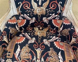 $125
VINTAGE UPHOLSTERED WOOD FRAME CHAIR WITH DOWN FILLED CUSHION
26”W x 22”D x 35.5”H