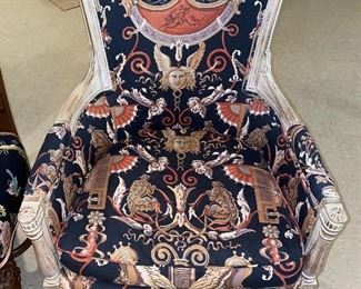 $125
VINTAGE UPHOLSTERED WOOD FRAME CHAIR WITH DOWN FILLED CUSHION
26”W x 22”D x 35.5”H