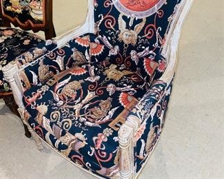 $125
VINTAGE UPHOLSTERED WOOD FRAME CHAIR WITH DOWN FILLED CUSHION
26”W x 22”D x 35.5”H