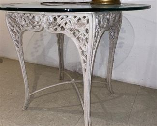 $120
WROUGHT IRON BASE WITH ETCHED GLASS TOP TABLE
38”DIA x 29”H
