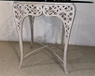 $120
WROUGHT IRON BASE WITH ETCHED GLASS TOP TABLE
38”DIA x 29”H