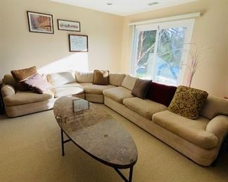 $200
UPHOLSTERED CREAM / TAN SECTIONAL SOFA
RIGHT SIDE 95”L x 35”D x 26”H
LEFT SIDE 136”L x 35”D x 26”H