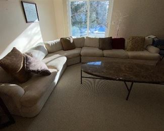 $200
UPHOLSTERED CREAM / TAN SECTIONAL SOFA
RIGHT SIDE 95”L x 35”D x 26”H
LEFT SIDE 136”L x 35”D x 26”H