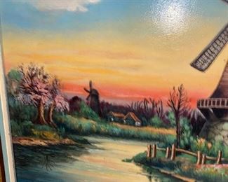 $200
BEAUTIFUL COLORFUL WINDMILL BY THE POND OIL ON WOODEN BOARD PAINTING BY “ NATHAN SALZMAN”
32.75”L x 24.75”W