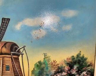 $200
BEAUTIFUL COLORFUL WINDMILL BY THE POND OIL ON WOODEN BOARD PAINTING BY “ NATHAN SALZMAN”
32.75”L x 24.75”W